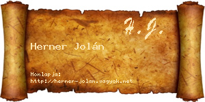 Herner Jolán névjegykártya